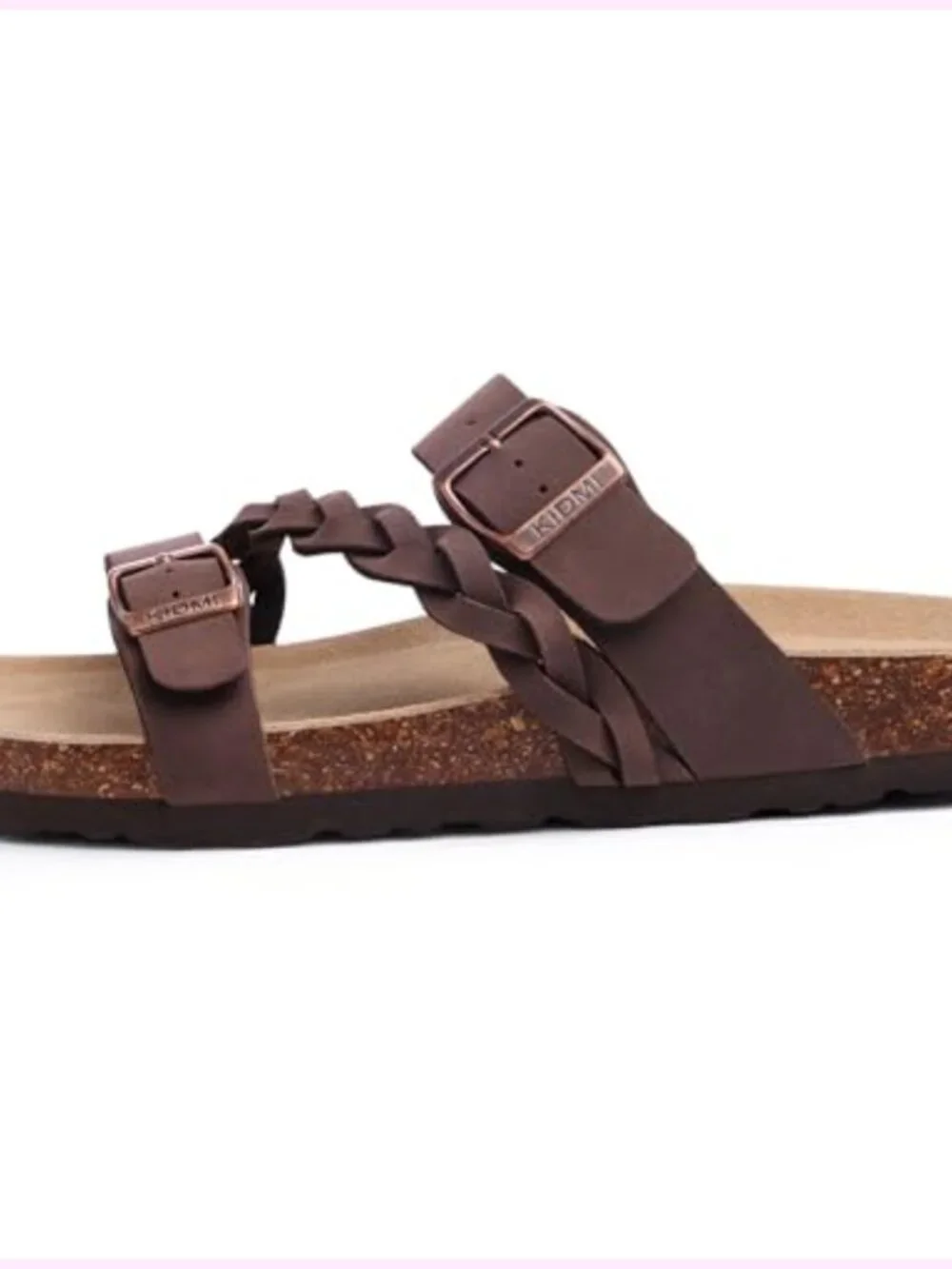 Women's Cork Footbed Slide Sandals with Arch Support and Adjustable Buckle